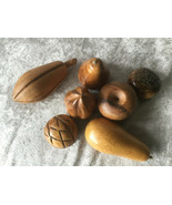 Vintage Mid Century Carved Wooden Fruit - 7 Pieces - £10.92 GBP