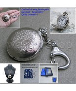 Women Pendant Watch Pocket Watch Silver Color 2 Ways Use Necklace + Key ... - £16.58 GBP