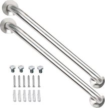 2 Pack 24 Inch Satin Brush Nickel Shower Grab Bar - 1.25&quot; Diameter,ZUEXT - £26.94 GBP