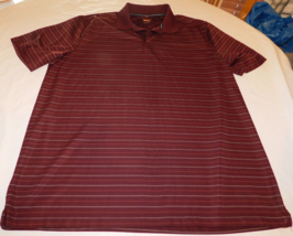 Van Heusen Men's Short Sleeve Polo Shirt Burgandy Striped Size XL xlarge GUC - £12.30 GBP