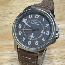 Timex Expedition Quartz Watch Men 50m Indiglo Silver Brown Leather New Battery - £22.77 GBP