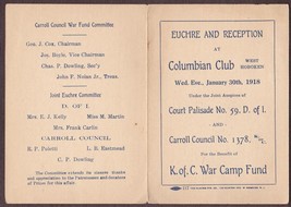 Knights of Columbus War Camp Fund Program - West Hoboken, NJ (1918) - $12.25