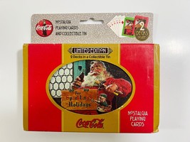 Coca-Cola Nostalgia Playing Cards 2 Decks in Metal Tin COKE 1998 Christm... - $6.92