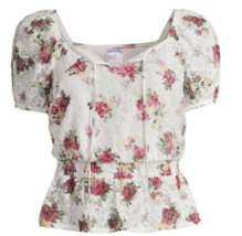 No Boundaries Ruffle Peasant Top Floral Smocked Lined Cups Juniors Size ... - $6.63