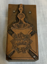 Vintage Letter Press Print Block  Knight Crown Cross - £5.58 GBP