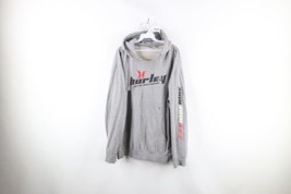 Vintage 90s Hurley Mens XL Thrashed Spell Out Surfing Hoodie Sweatshirt Gray - £85.41 GBP