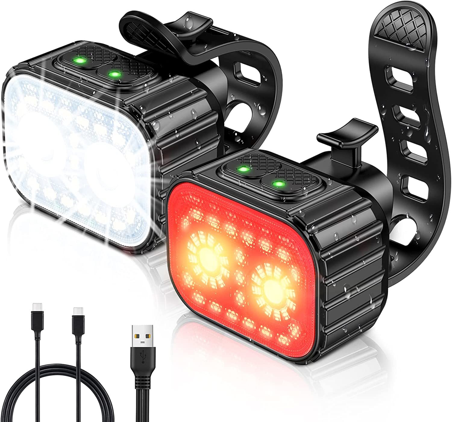 Cuvccn Bike Lights, Rechargeable Bicycle Lights Set Super Bright 8+12 Mo... - $37.99