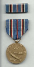 AMERICAN CAMPAIGNE full size Medal &amp; BAR 1941-1945 with crimp brooch ww2... - $62.06