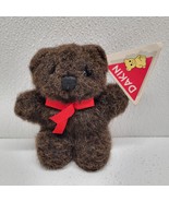 Vintage 1990 Dakin Small Dark Brown 5&quot; Brian Bear Plush Red Bow 26077 Wi... - $40.46 CAD