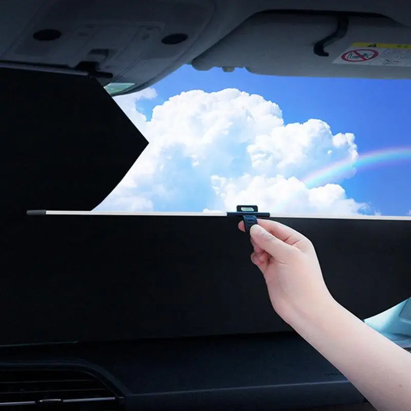 Retractable Sun Shade - Car Windshield UV Protector, Adjustable Length (72-140 - £117.59 GBP