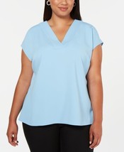 Alfani Womens Plus Size V Neck Top Size 2X Color Blue Infinity - £19.49 GBP