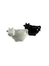 Ceramic Black White Cow Salt Pepper Shakers Country Farmhouse Cattle Bovine - $18.81