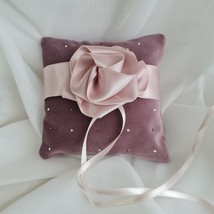 Wedding ring bearer pillow Velvet Bling Glam wedding pink violet ring pi... - £28.71 GBP