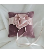 Wedding ring bearer pillow Velvet Bling Glam wedding pink violet ring pi... - £28.31 GBP