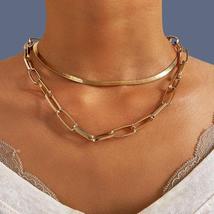 Fashion Asymmetric Lock Necklace for Women Twist Gold Silver Color Chunky Thick  - £7.92 GBP+