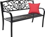 Outdoor Bench Garden Bench With Armrests Steel Metal Bench For Outdoors ... - £206.19 GBP