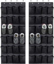 2-Pack 24 Pockets Over Door Shoe Organizer Closet Hanger w/ Clear Pockets - NEW - £15.78 GBP