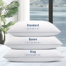 Bed Pillows for Sleeping 2 Pack Standard Size Pillows Set of 2 Down Alternative  - £30.26 GBP