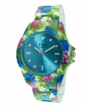 New Tko Orlogi TK642TQ Womens Blue Sunray Dial Floral Multi-Color Bracelet Watch - £23.84 GBP