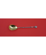 Russian Sterling Silver Ice Cream Spoon GW ovoid 875 silver w/leaf handl... - $95.65 CAD