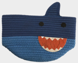 $10 Shark Animal Rope Basket Oval Blue Toys Thick Sturdy Storage Contain... - $9.43