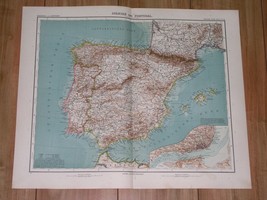 1912 Map Of Spain And Portugal Madrid Barcelona Balearic Islands / Lisbon - £15.19 GBP