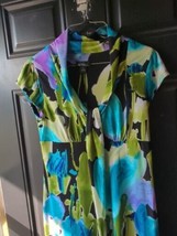 Alyx Dress Blue Green Multi Floral Color Cowl Neckline Dress sz Small  - £14.05 GBP