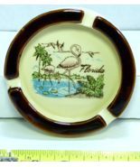 Vintage Florida Pink Flamingo Tourist Round Ceramic Beige Brown Souvenir... - $27.08 CAD