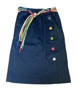 Vintage 1980s Skirt Rainbow Full Buttons Tie Belted Sanibel Elastic Wais... - £26.29 GBP