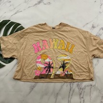 Wild Fable Target Womens Retro Hawaii Crop Top Tee Size M New Pink Tan Tropical - £9.94 GBP