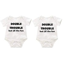 Double trouble but 2x the fun Dual Twins 2 set Baby Creeper Romper - £22.51 GBP