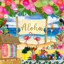 Tropical Luau Party Decorations Pack Hawaiian Flamingo Beach Theme Aloha Birthda - £40.95 GBP