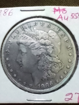 1886 AU MORGAN SILVER DOLLAR 90% $1 COIN US - £40.75 GBP