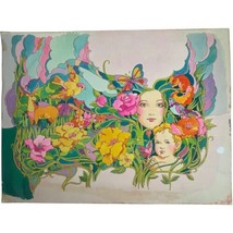Vintage Illustration Art Original Artwork Advertising Psychedelic Woman ... - £92.35 GBP