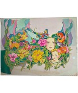 Vintage Illustration Art Original Artwork Advertising Psychedelic Woman ... - £93.71 GBP