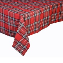 St Nicholas Square Red Tartan Plaid Fabric Christmas Tablecloth 60 x 120... - £23.26 GBP