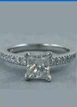 1.81 CT Princess Moissanite Diamond Solitaire Engagement Ring 14K White Gold - £304.75 GBP