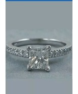 1.81 CT Princess Moissanite Diamond Solitaire Engagement Ring 14K White ... - £312.33 GBP