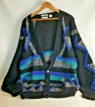 Pierre Cardin Mens Sweater Grandpa Sz Large Hand Knit Wool Button Down V... - £31.61 GBP