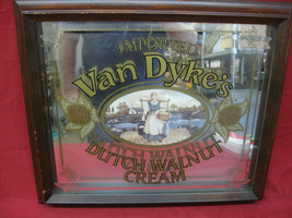 VINTAGE IMPORTED VAN DYKE&#39;S DUTCH WALNUT CREAM LIQUOR BAR SIGN MIRROR - $49.49