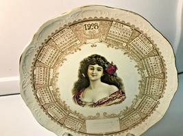 Rare 1908 Advertising Calendar Plate Featuring Young Woman Of The Era - £9.91 GBP
