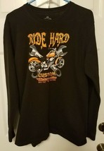 Ride Hard Custom Motorcycles Long Sleeve Mens T Shirt  Sz L Built Fast R... - $11.64