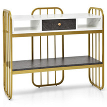 Console Table with Drawer Storage Shelf Wide Tabletop-White - Color: White - $2,767.06 MXN