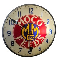 Vintage Moco Feeds Clock Bubble Glass Morrow Milling Co Advertising RARE... - £1,957.84 GBP