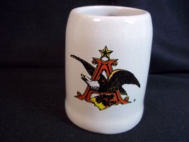 Mini pottery shot glass mug Anheuser-Busch eagle logo - $8.73