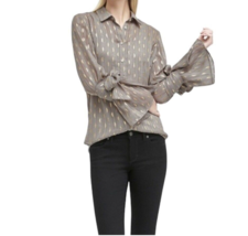Banana Republic Dillon Shirt Size XS Petite Taupe Metallic Gold Office S... - $185.81 MXN