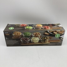 Home Essentials Serving Set 8 Pieces 2 Acacia Serving Boards with 6 Glas... - $25.00