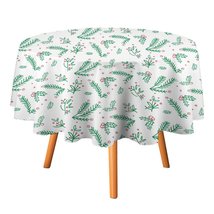 Xmas Green Leaf Tablecloth Round Kitchen Dining for Table Cover Decor Home - £12.85 GBP+