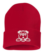 Peeking Bulldog Embroidered Cuffed Beanie Hat, Embroidered Gift, Winter Hat - $19.16 CAD
