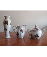 Lefton China Christmas Holly Berry Sugar Bowl Lidded Creamer Bud Vase Japan - $443.69 MXN